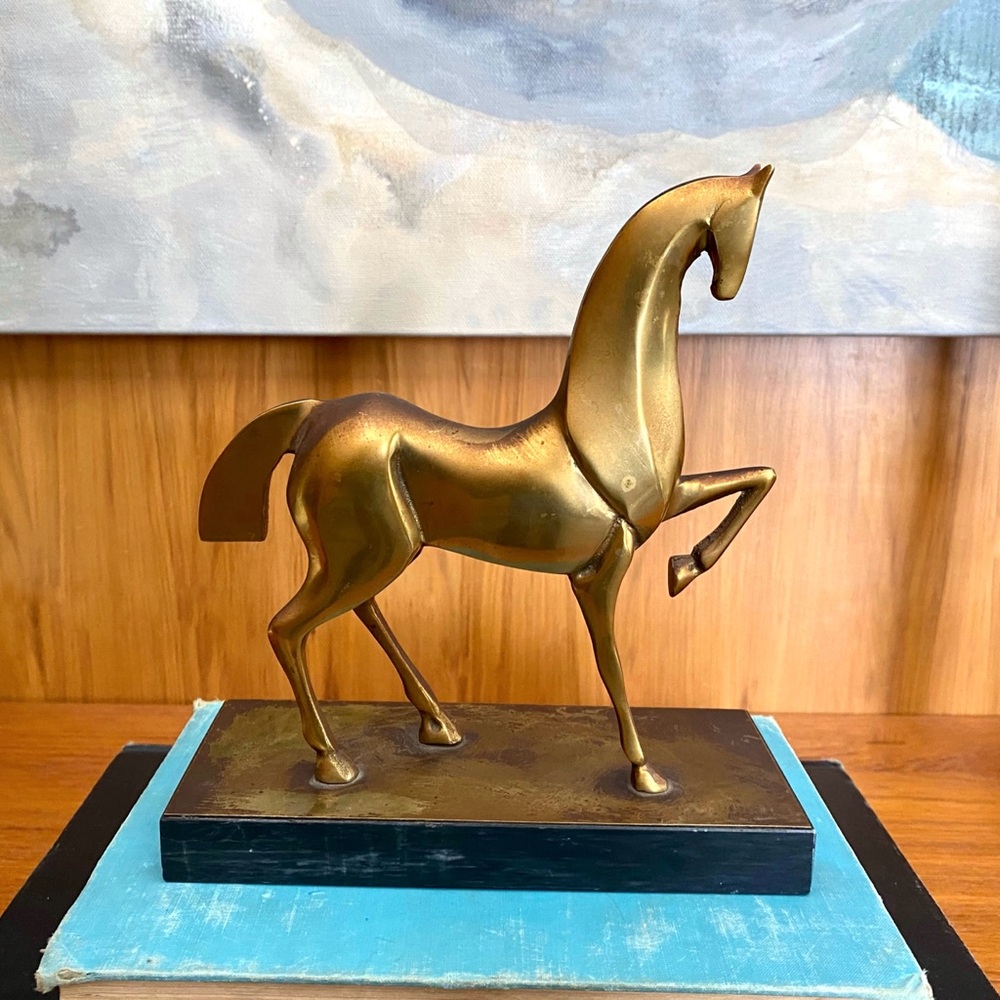 Vintage Etruscan Style Bronze Horse MCM Brass Horse Statue Equestrian Figurine